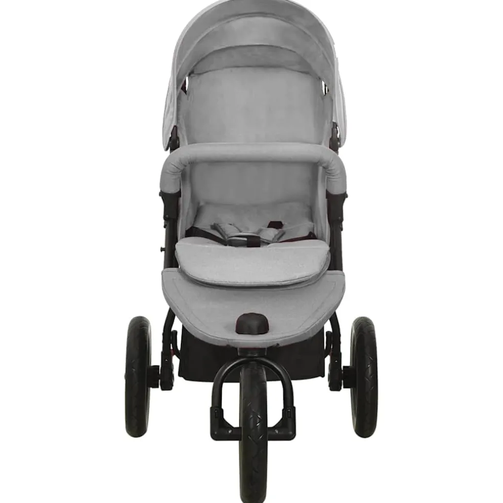 vidaXL Kinderwagen staal lichtgrijs
