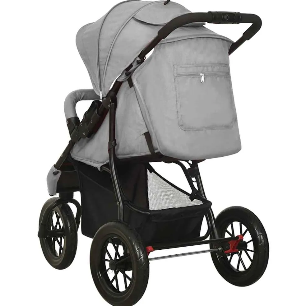 vidaXL Kinderwagen staal lichtgrijs