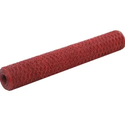 vidaXL Kippengaas 25x1 m staal met PVC coating rood
