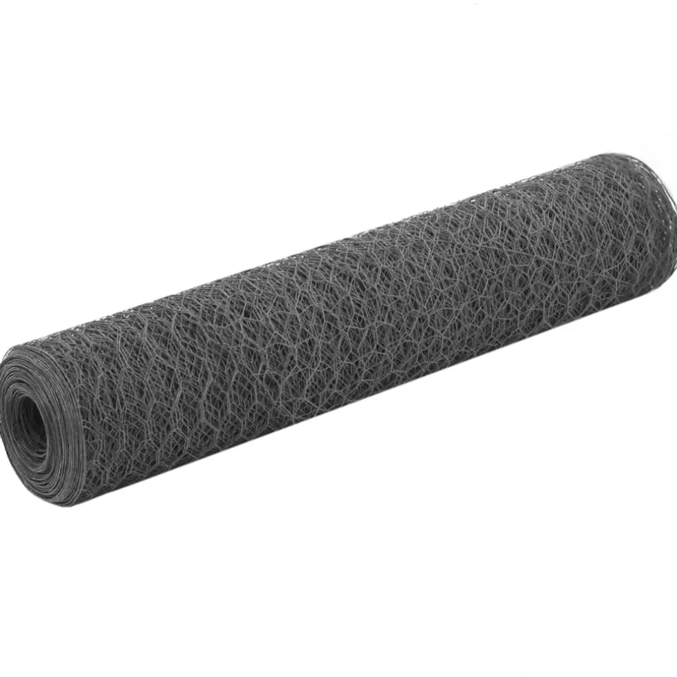 vidaXL Kippengaas 25x0,75 m staal met PVC coating grijs