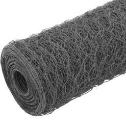 vidaXL Kippengaas 25x0,75 m staal met PVC coating grijs
