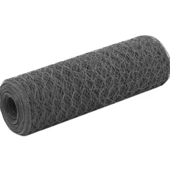vidaXL Kippengaas 25x0,5 m staal met PVC coating grijs