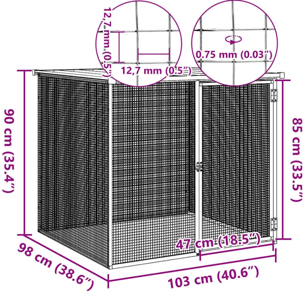 vidaXL Kippenhok met dak 103x98x90 cm gegalvaniseerd staal antraciet