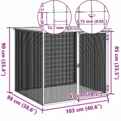 vidaXL Kippenhok met dak 103x98x90 cm gegalvaniseerd staal lichtgrijs