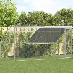 vidaXL Kippenhok met 1 deur 2 st Zilver 400x200x200cm Staal en PE