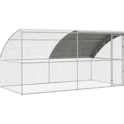 vidaXL Kippenhok met 1 deur 2 st Zilver 400x200x200cm Staal en PE