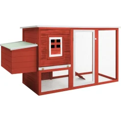 vidaXL Kippenhok met nachthok hout rood