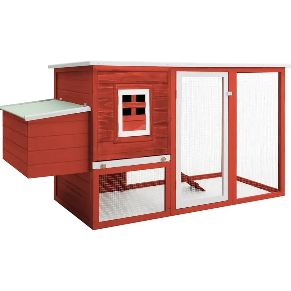 vidaXL Kippenhok met nachthok hout rood
