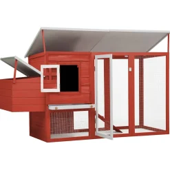 vidaXL Kippenhok met nachthok hout rood