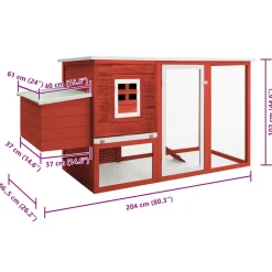 vidaXL Kippenhok met nachthok hout rood