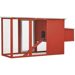 vidaXL Kippenhok met nachthok hout rood