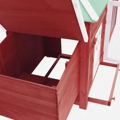 vidaXL Kippenhok met nestkast 190x72x102 massief vurenhout rood