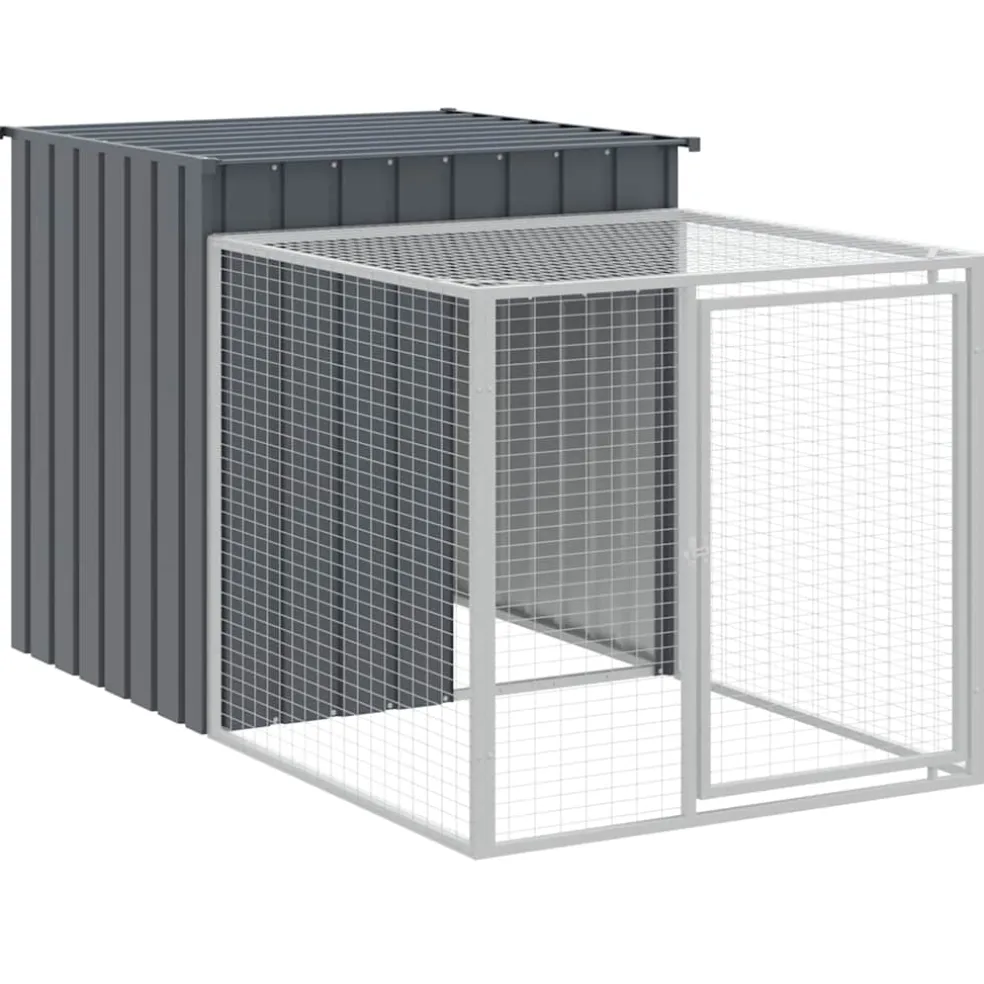 vidaXL Kippenhok met ren antraciet 110x201x110 cm gegalvaniseerd staal