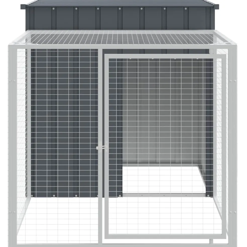 vidaXL Kippenhok met ren antraciet 110x201x110 cm gegalvaniseerd staal