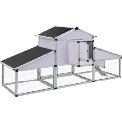 vidaXL Kippenhok met ren en nestkast aluminium