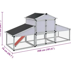 vidaXL Kippenhok met ren en nestkast aluminium