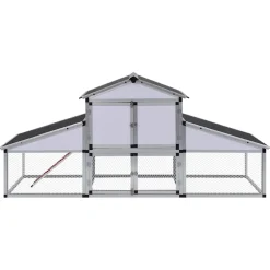 vidaXL Kippenhok met ren en nestkast aluminium