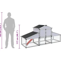 vidaXL Kippenhok met ren en nestkast aluminium