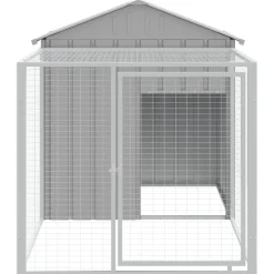 vidaXL Kippenhok met ren lichtgrijs 117x201x123 cm gegalvaniseerd staal
