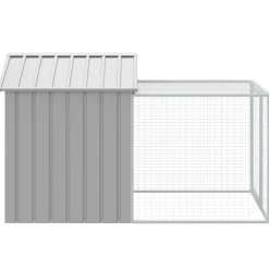vidaXL Kippenhok met ren lichtgrijs 117x201x123 cm gegalvaniseerd staal