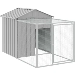 vidaXL Kippenhok met ren lichtgrijs 117x201x123 cm gegalvaniseerd staal