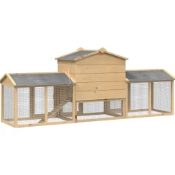 vidaXL Kippenhok 3 st Bruin 225 x 60 x 89 cm Massief grenenhout