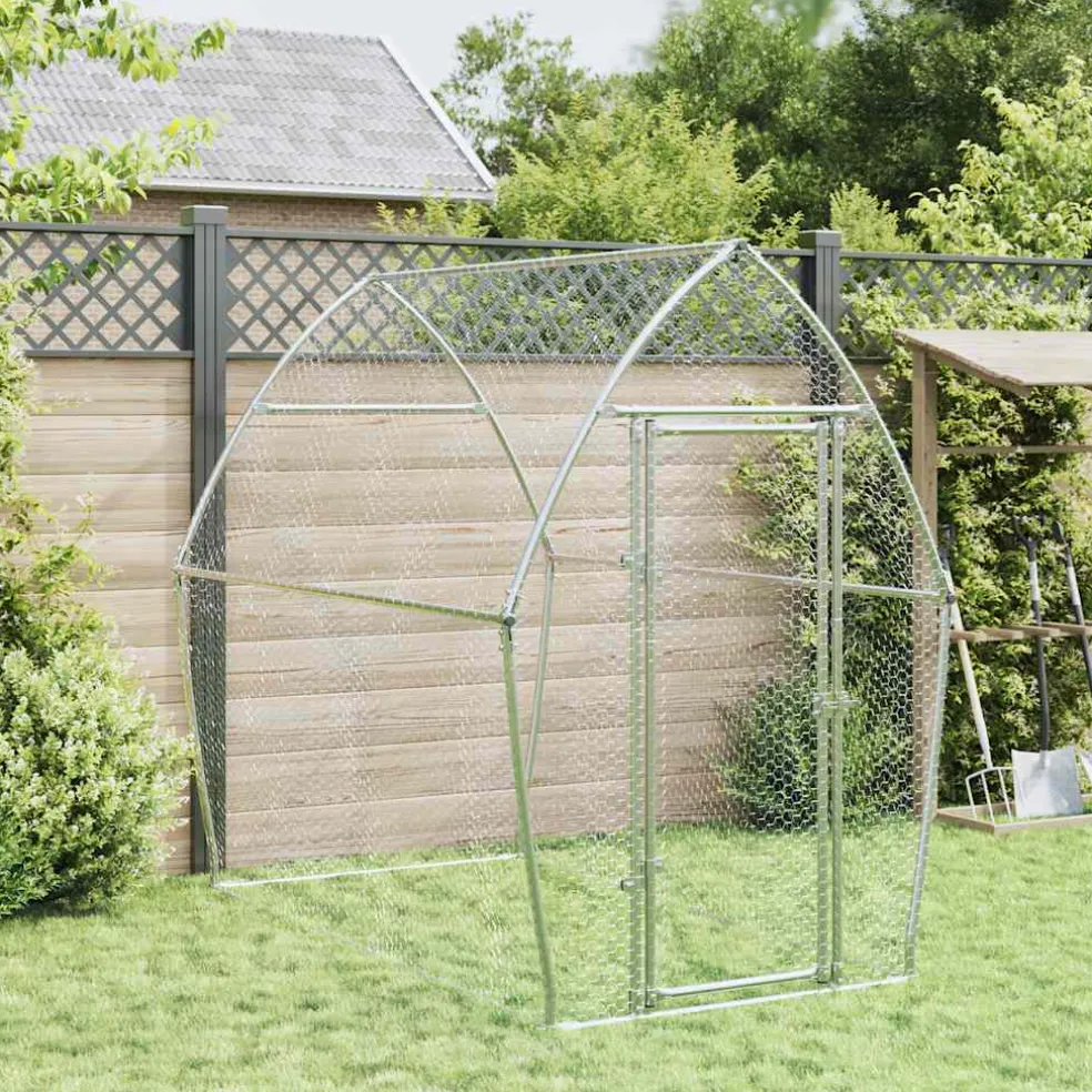 vidaXL Kippenhok 200x105x182 cm gegalvaniseerd staal zilverkleurig