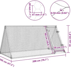 vidaXL Kippenhok 200x105x91 cm gegalvaniseerd staal zilverkleurig