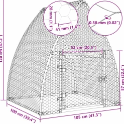 vidaXL Kippenhok 100x105x120 cm gegalvaniseerd staal zilverkleurig