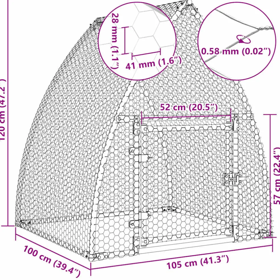 vidaXL Kippenhok 100x105x120 cm gegalvaniseerd staal zilverkleurig