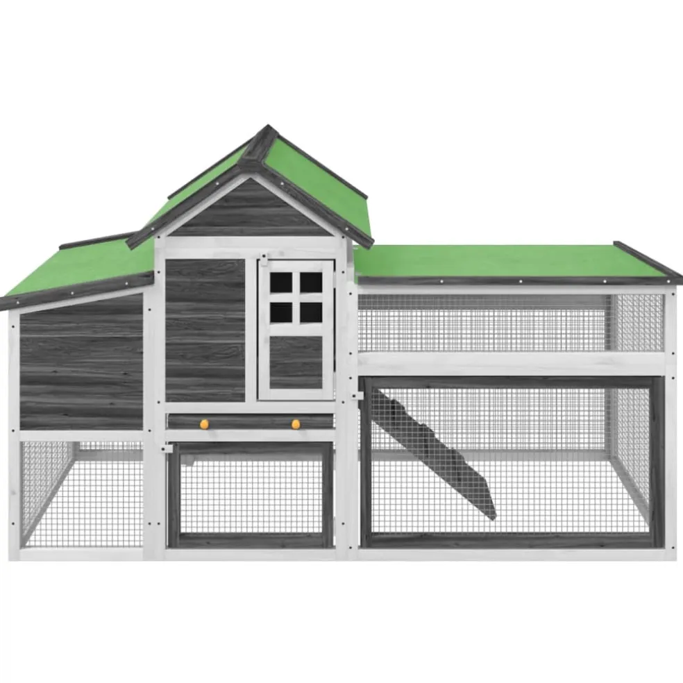vidaXL Kippenhok 186,5x58,5x113 cm massief grenenhout grijs