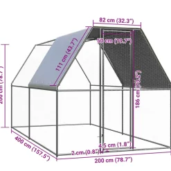 vidaXL Kippenhok 2x4x2 m gegalvaniseerd staal
