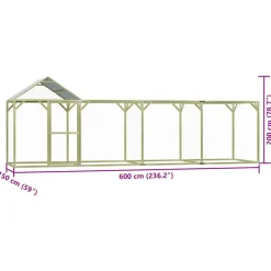 vidaXL Kippenhok 6x1,5x2 m geïmpregneerd grenenhout