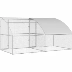 vidaXL Kippenkooi met 2 deuren 2 st Zilver 400x200x200cm Staal en PE