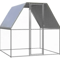 vidaXL Kippenkooi 2x2x2 m gegalvaniseerd staal zilverkleurig en grijs