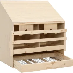 vidaXL Kippenlegkast 2 compartimenten 63x40x65 cm massief grenenhout