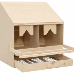 vidaXL Kippenlegkast 2 compartimenten 63x40x65 cm massief grenenhout