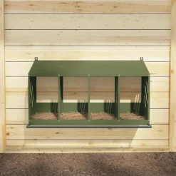vidaXL Kippennestkastje met 4 vakken olijfgroen metaal
