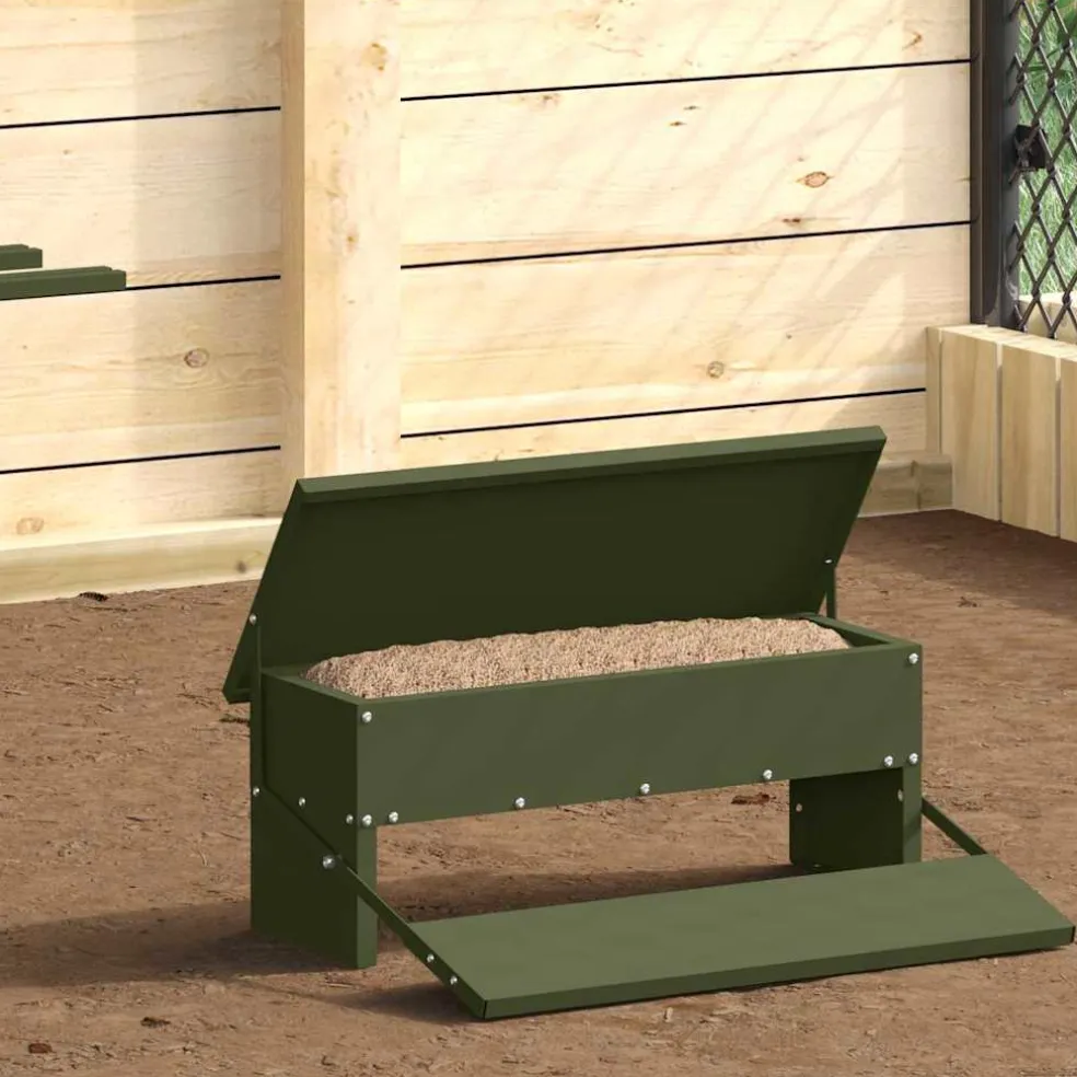 vidaXL Kippen Treadle Voeder Olijfgroen 48,5 x 39,5 x 19 cm 5 kg