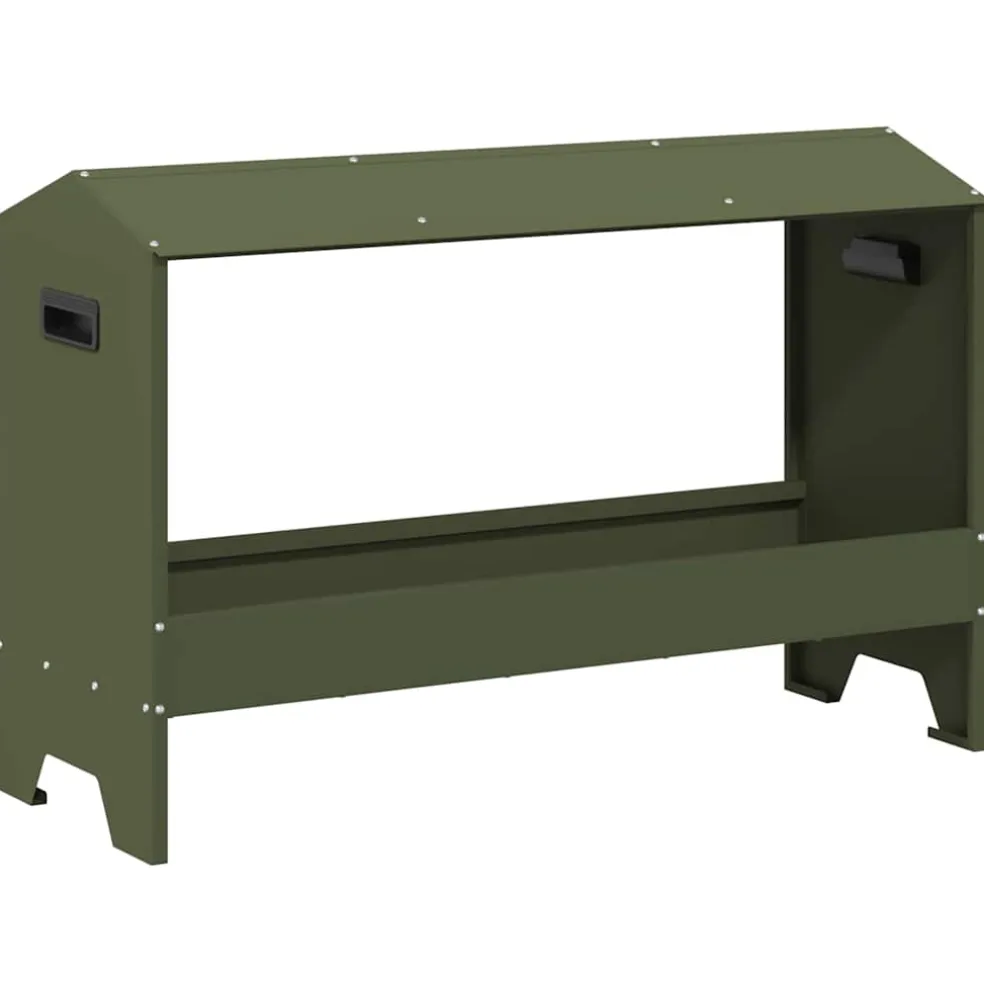 vidaXL Kippen voederbak Olijf Groen 81 x 32 x 53,5 cm
