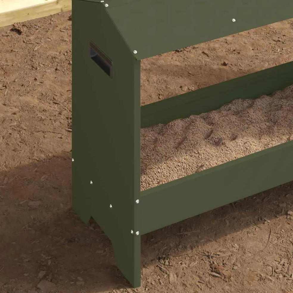 vidaXL Kippen voederbak Olijf Groen 81 x 32 x 53,5 cm