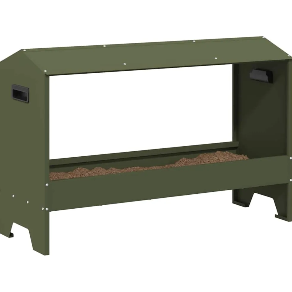 vidaXL Kippen voederbak Olijf Groen 81 x 32 x 53,5 cm