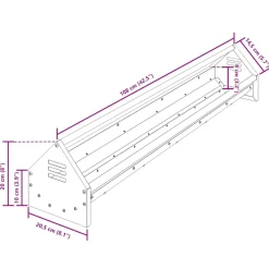 vidaXL Kippen voederbak Zwart 108 x 20,5 x 20 cm 5 kg