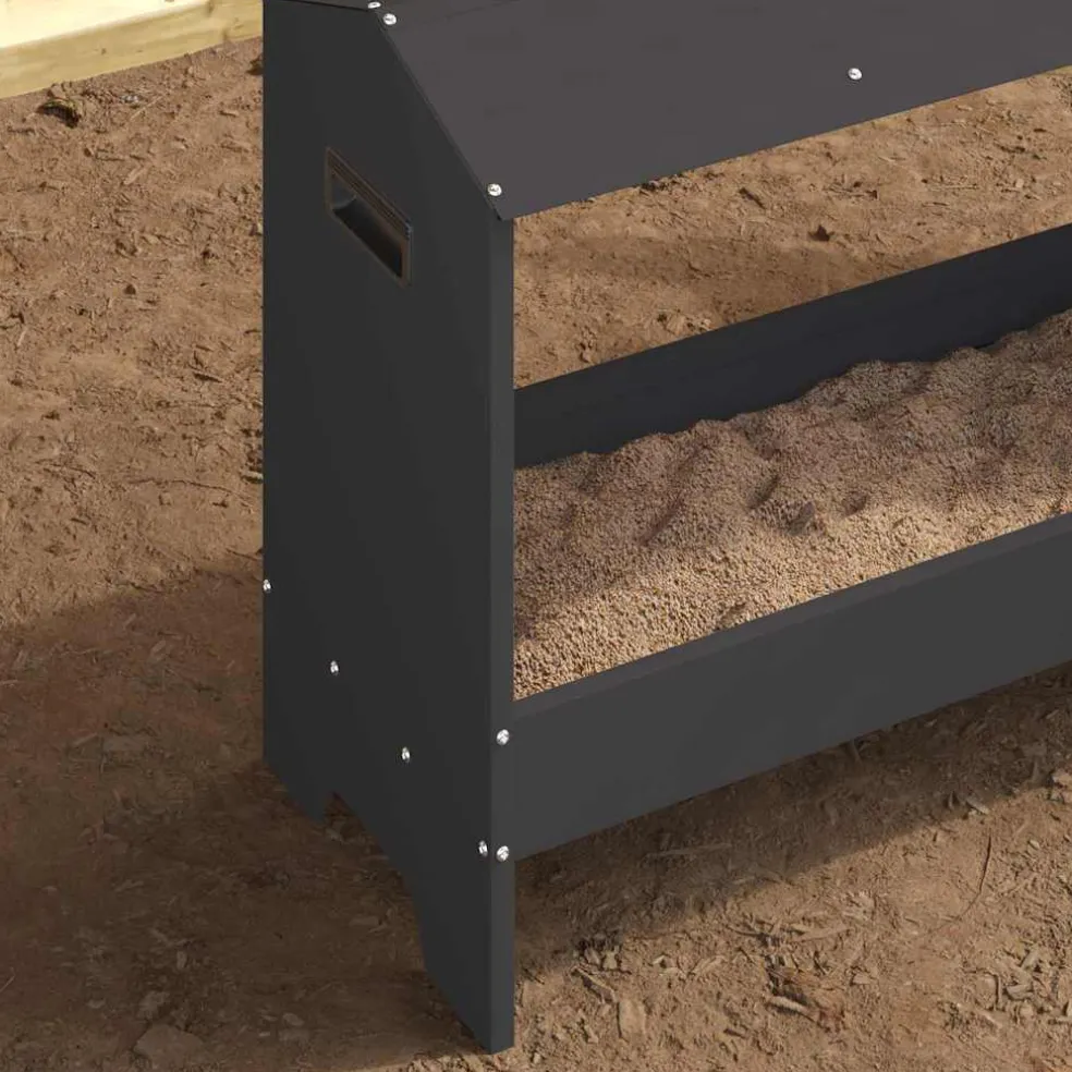 vidaXL Kippen voederbak Zwart 81 x 32 x 53,5 cm Koudgewalst Staal