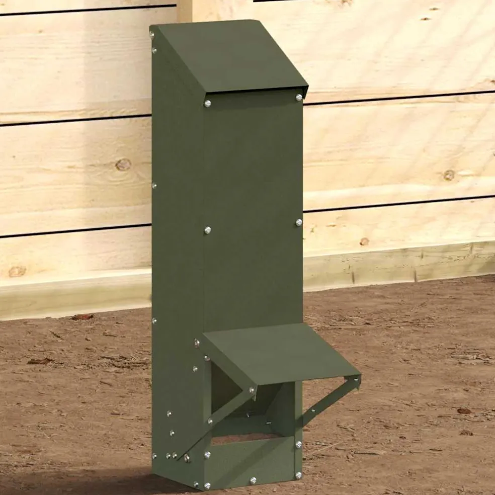 vidaXL Kip voerbak Olijf Groen 13 x 12 x 51 cm Koudgewalst Staal