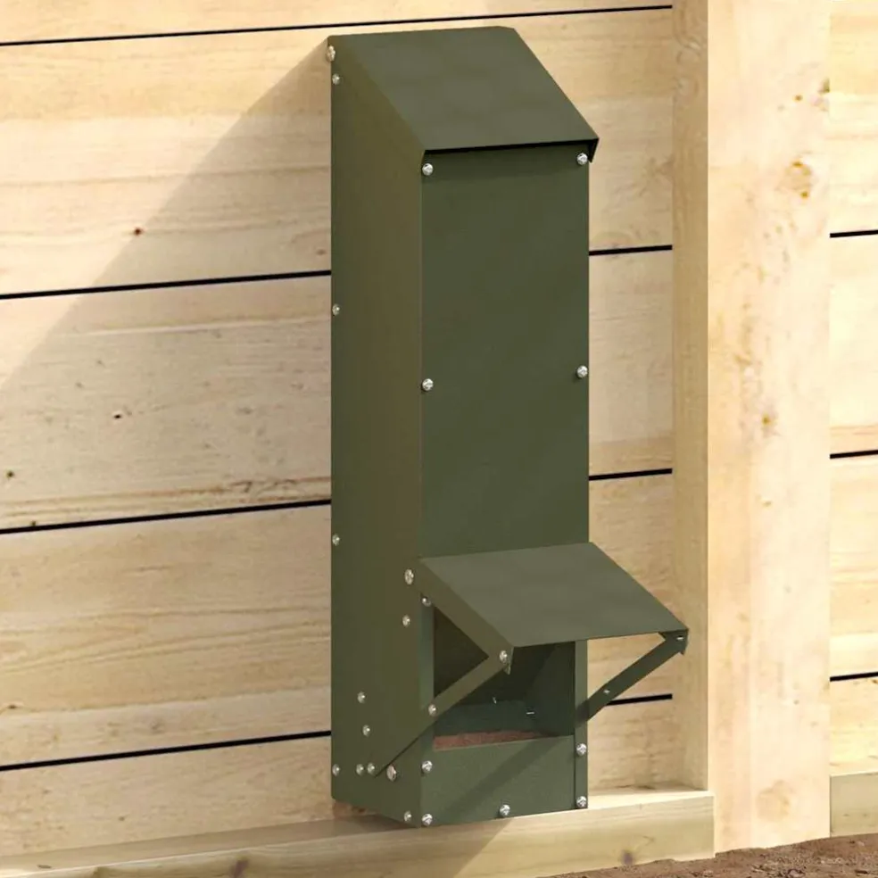 vidaXL Kip voerbak Olijf Groen 13 x 12 x 51 cm Koudgewalst Staal