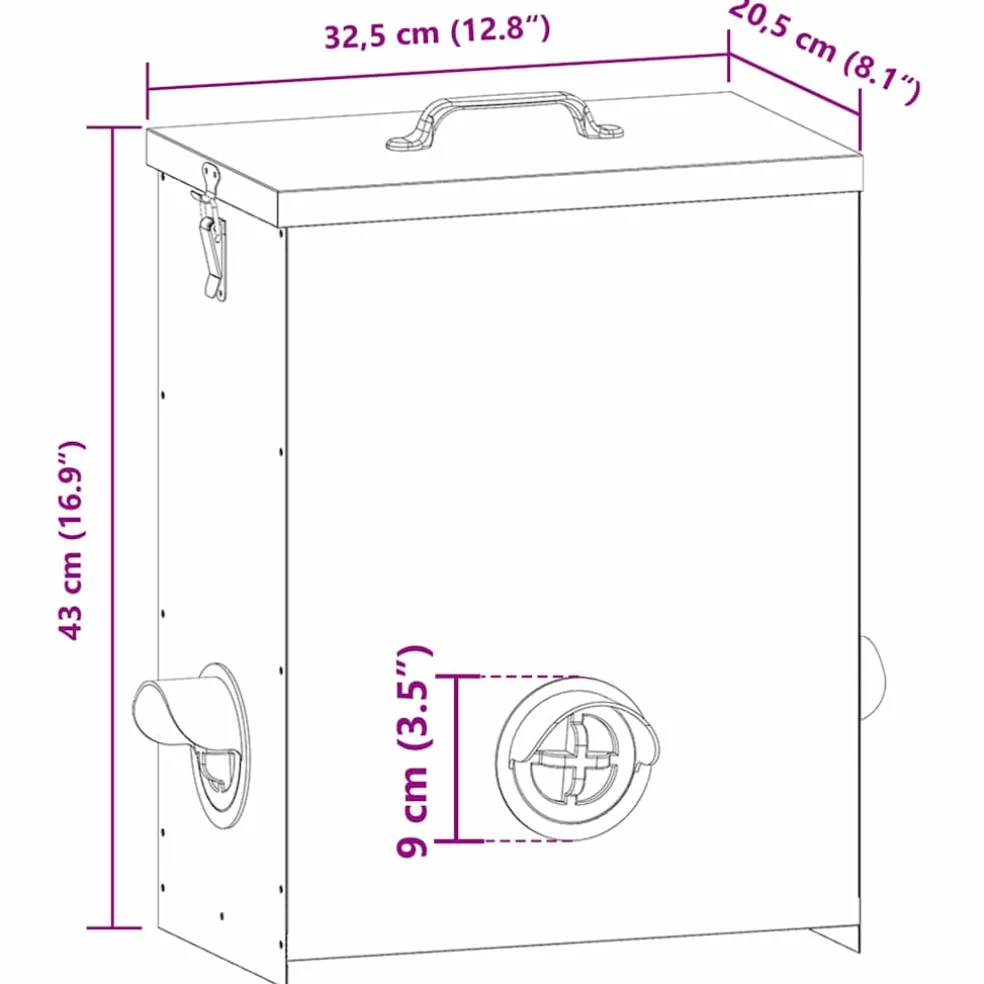 vidaXL Kip voerbak Olijfgroen 32,5 x 20,5 x 43 cm 25 kg