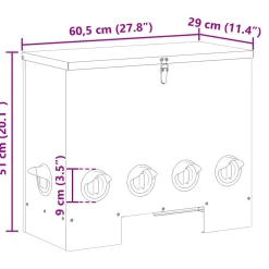 vidaXL Kip voerbak Olijfgroen 60,5 x 29 x 51 cm 25 kg