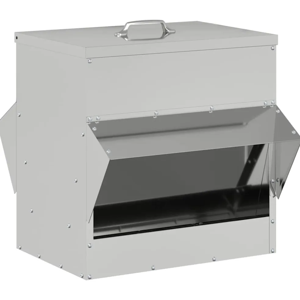 vidaXL Kip voerbak zilver 40,5 x 45 x 41 cm 20 kg Gegalvaniseerd staal
