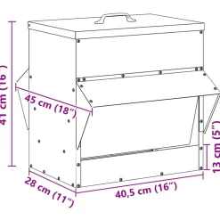 vidaXL Kip voerbak zilver 40,5 x 45 x 41 cm 20 kg Gegalvaniseerd staal